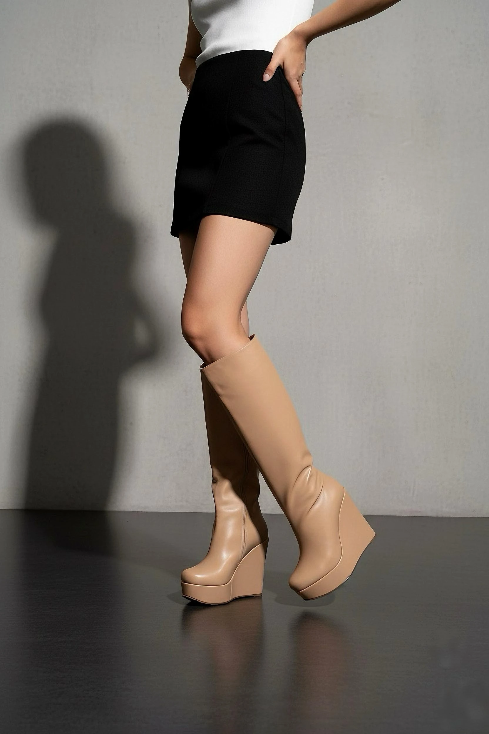 Giwa Ten Dolgu Topuklu Deri Çizme