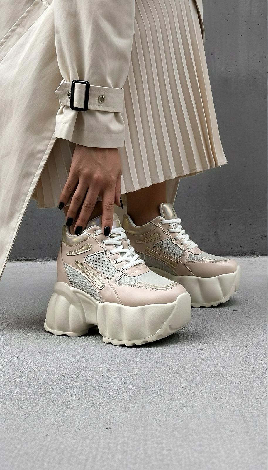 Modanizm Enlora Krem Dolgu Spor Ayakkabı