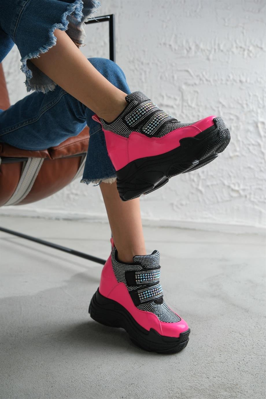 Modanizm Luci Gizli Topuklu Pembe Spor Ayakkabı