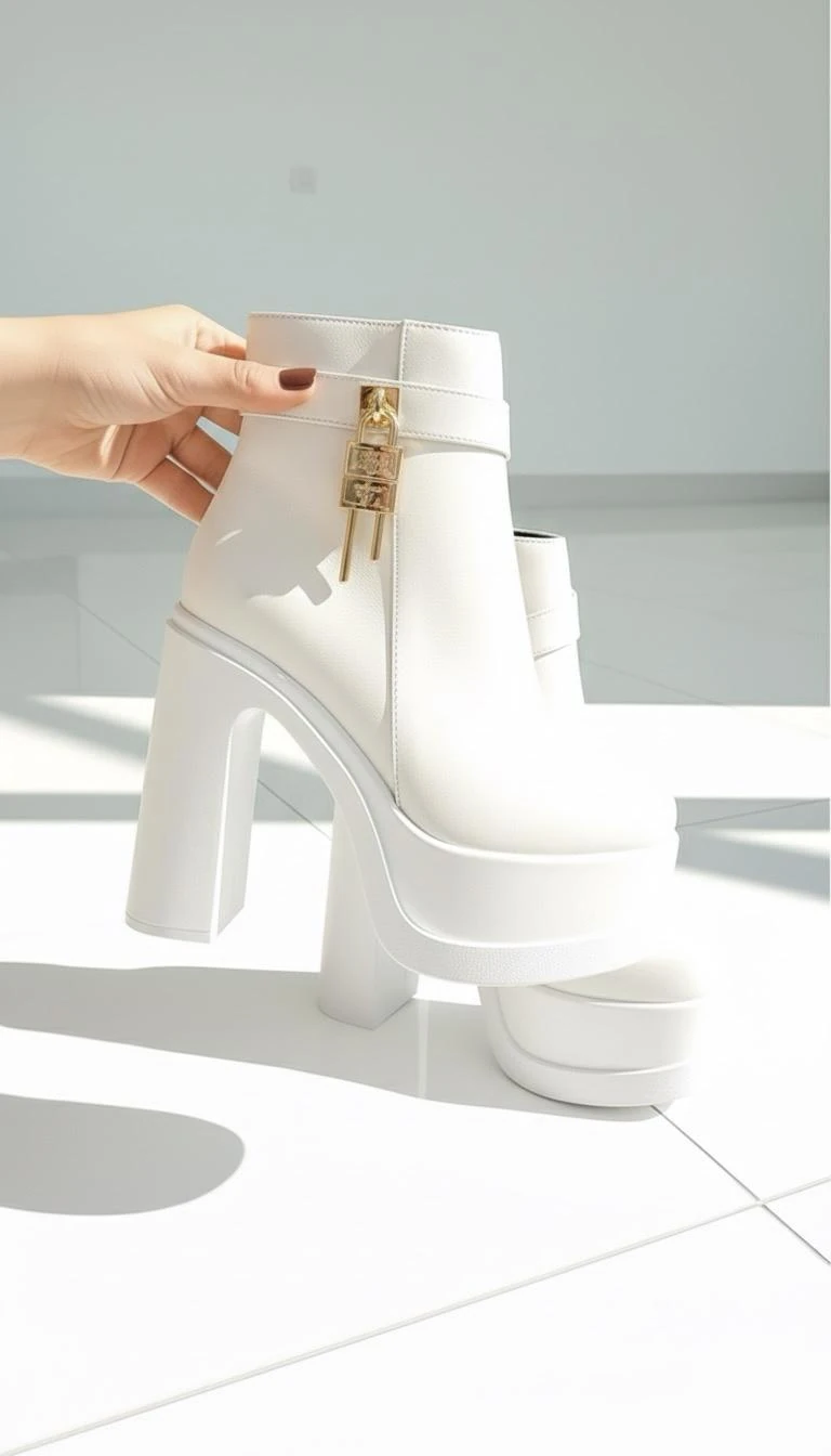 Modanizm Maris Beyaz Dolgu Topuklu Bot