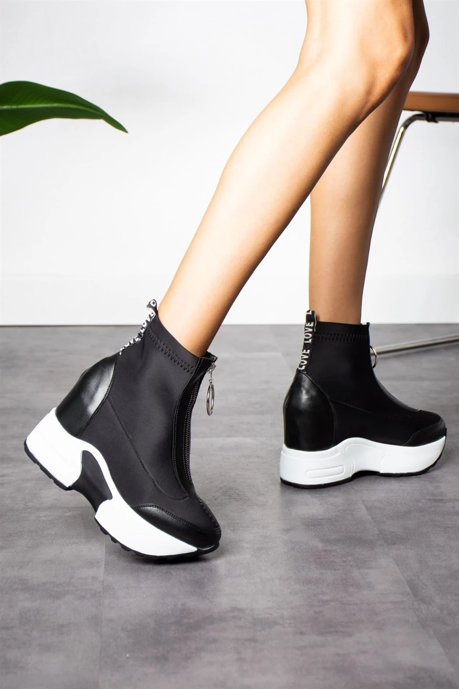 Luis Siyah Gizli Topuklu Spor Bot