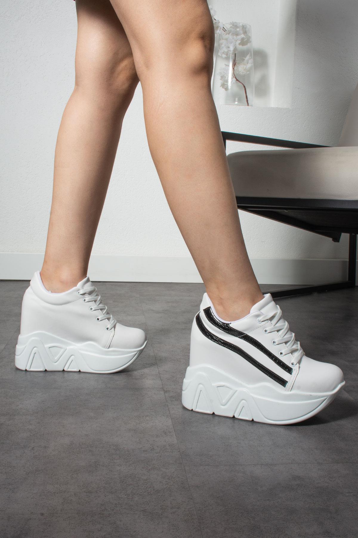 Modanizm Terry Gizli Topuklu Beyaz Spor Ayakkabı