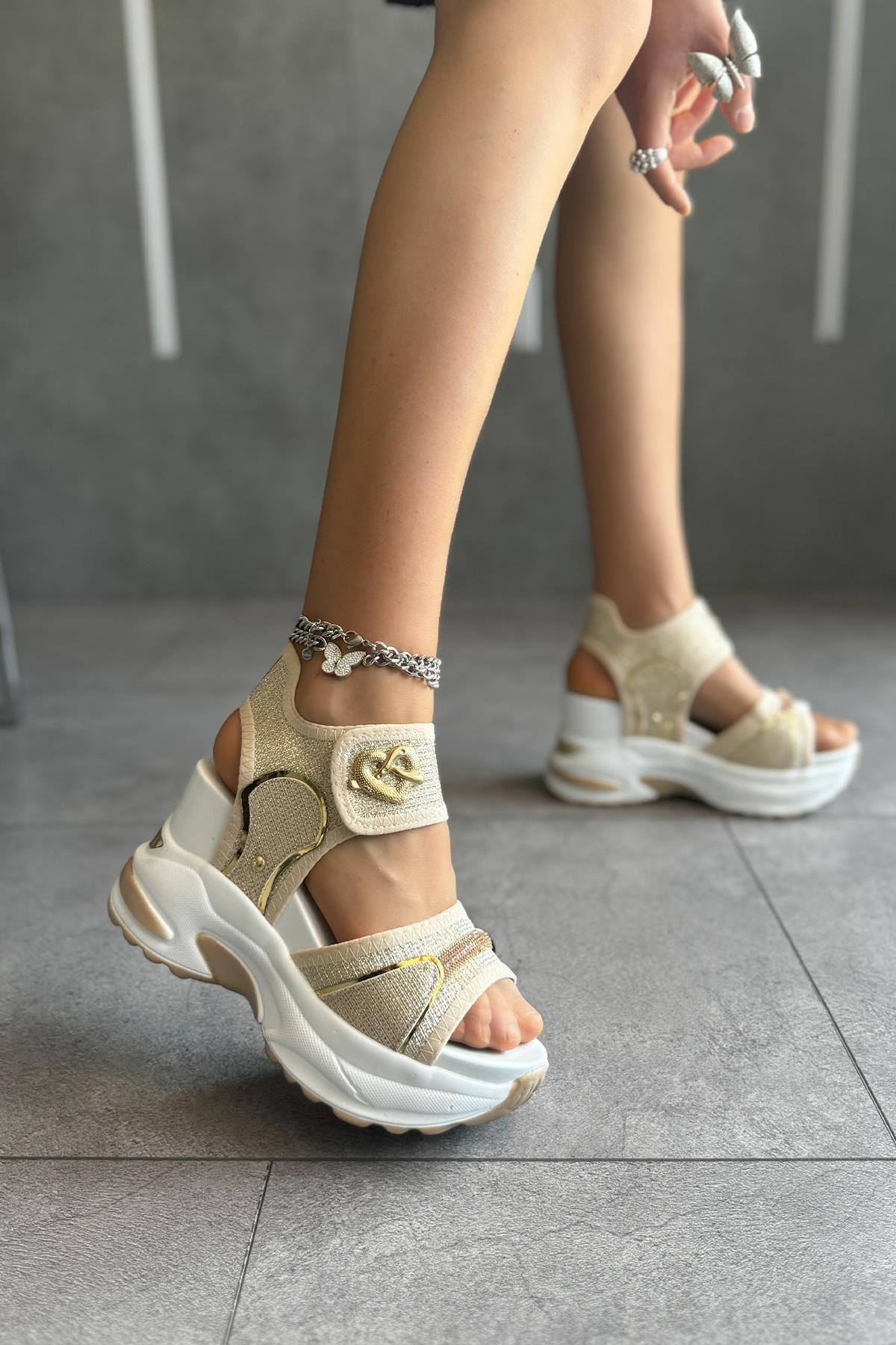 Modanizm Ledford Krem Sandalet