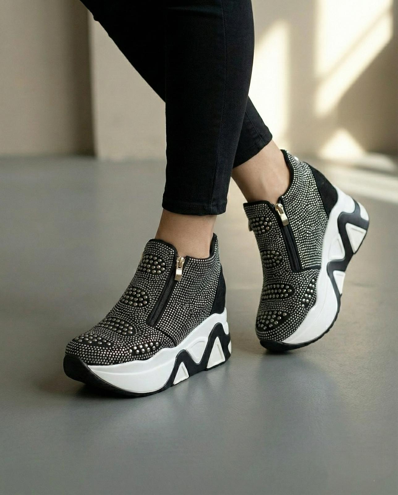 Modanizm Aspen Gri Dolgu Topuklu Spor Ayakkabı