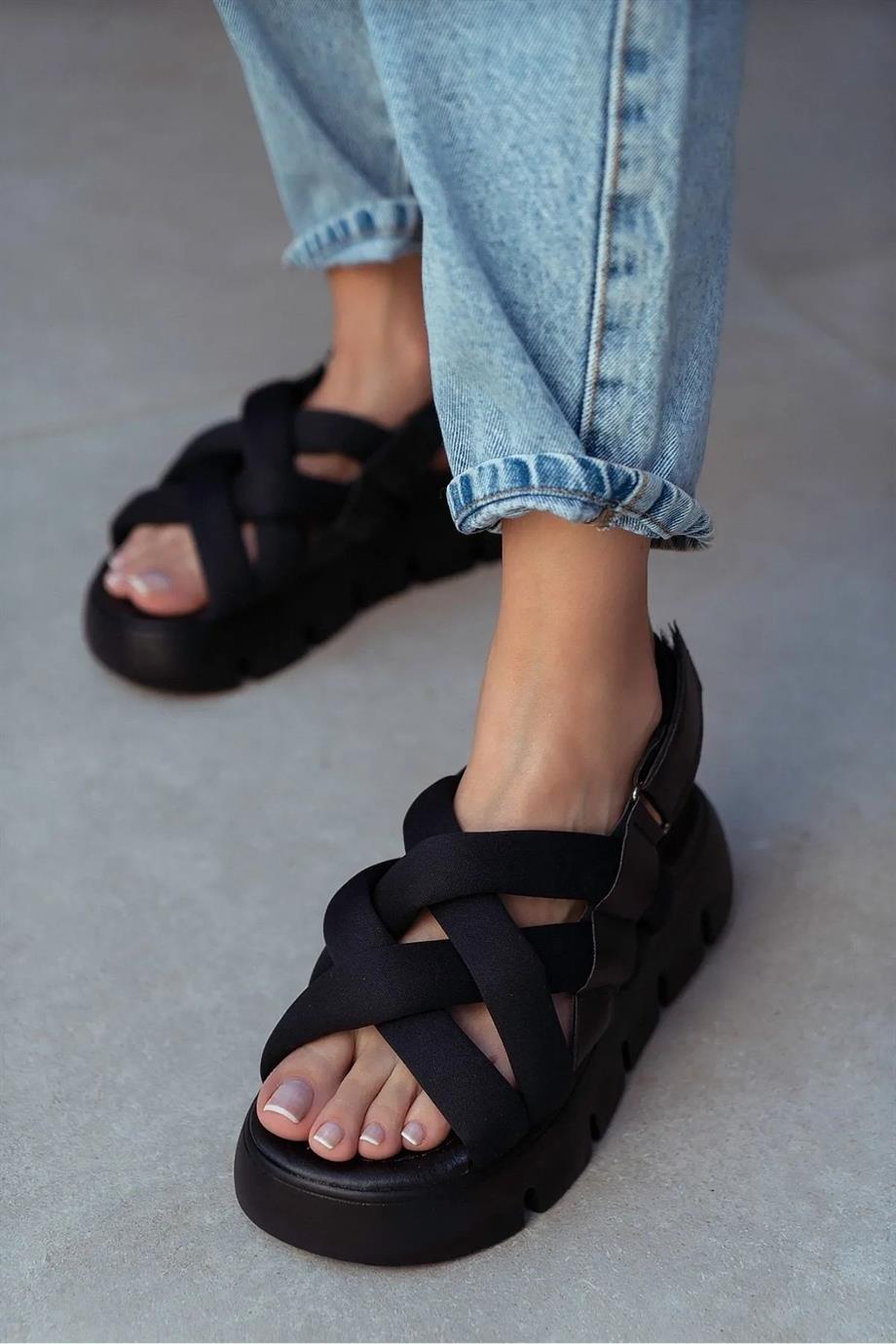 Modanizm Aphelia Siyah Spor Sandalet