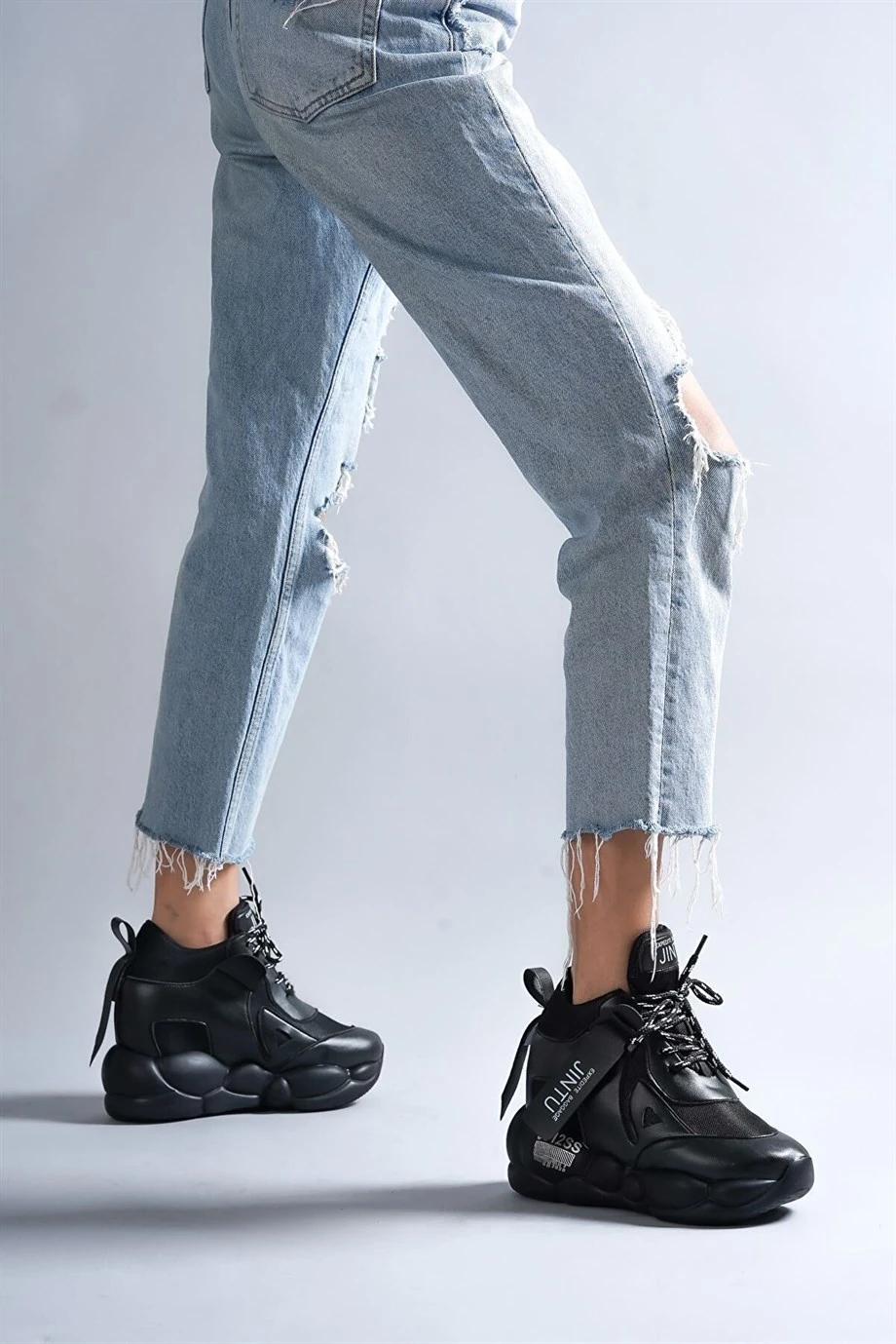 Jintu Black Gizli Topuklu Spor Ayakkabı