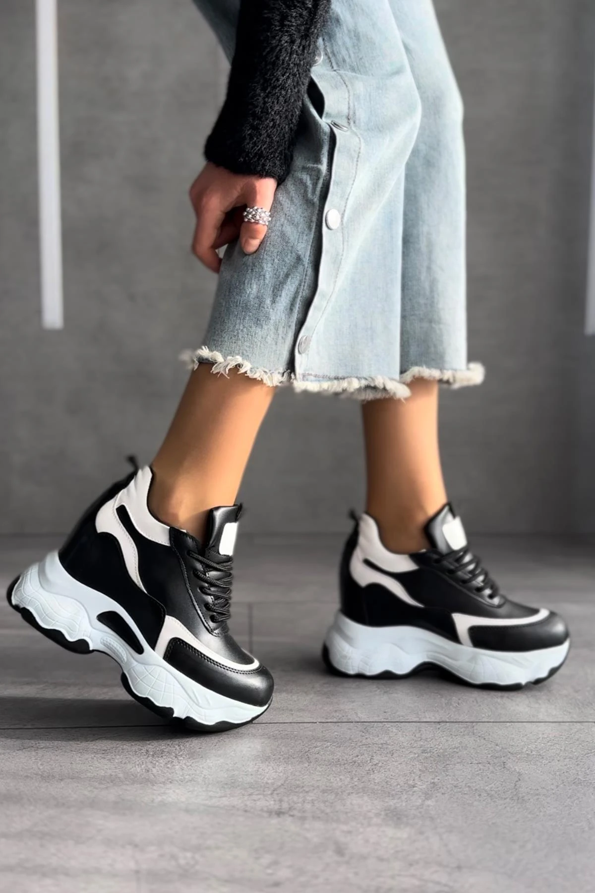 Modanizm Dean Gizli Topuklu Siyah Spor Ayakkabı