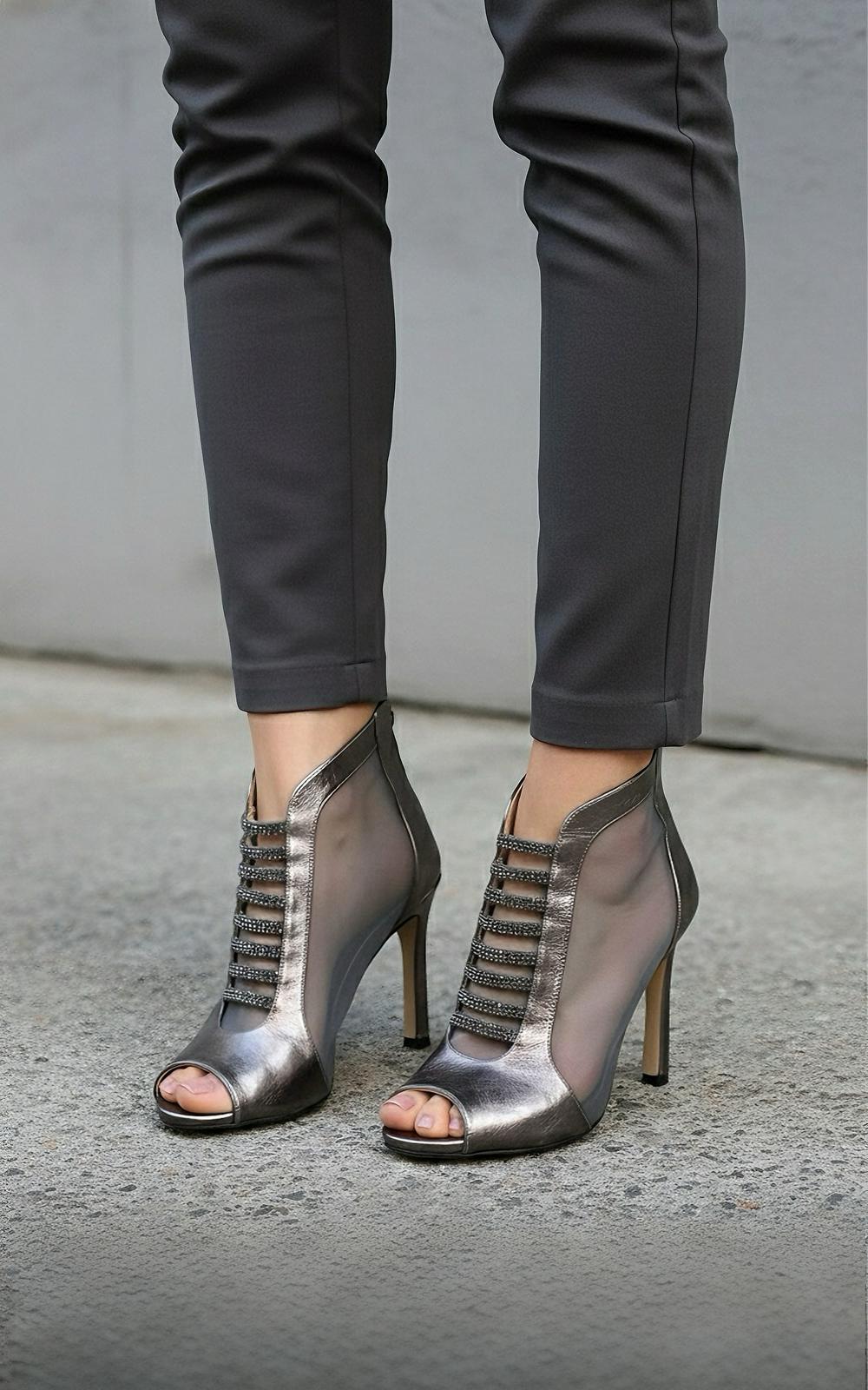 Modanizm Pace Gri Topuklu Ayakkabı