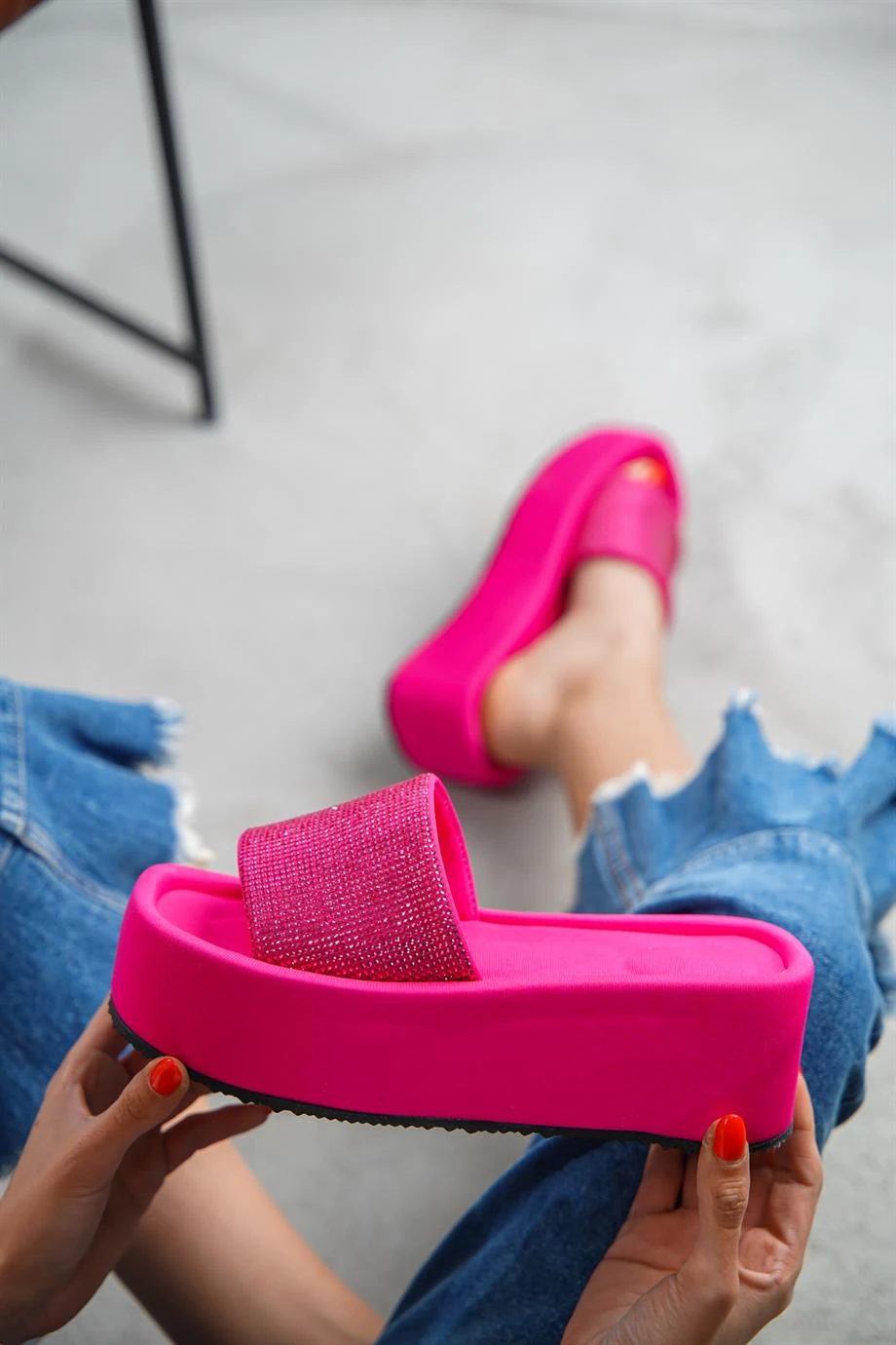 Modanizm Yolandi Pink Taşlı Terlik