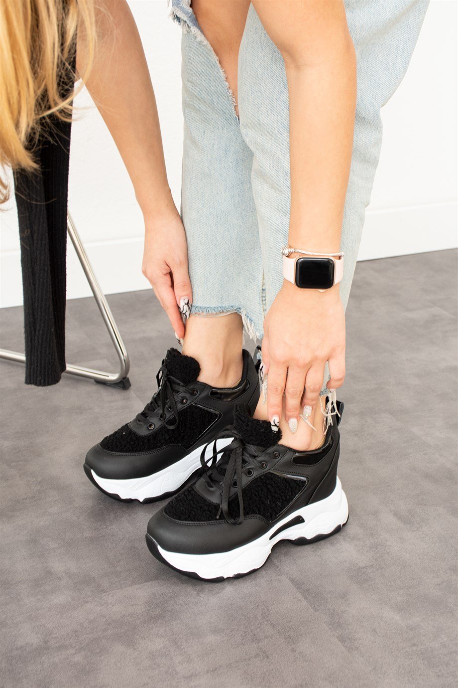 Modanizm Addie Gizli Topuklu Siyah Spor Ayakkabı