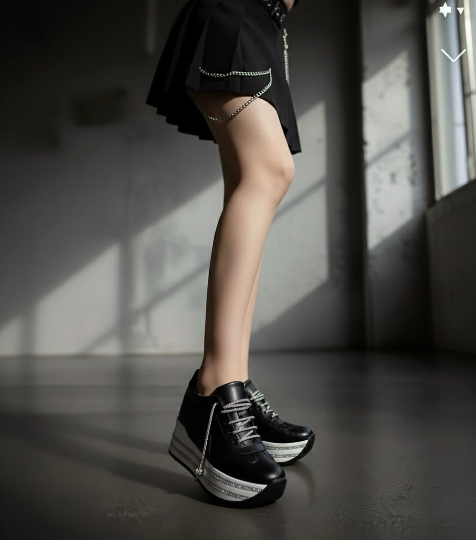 Modanizm Masdie Taş Detaylı Siyah Gizli Topuklu Spor Ayakkabı