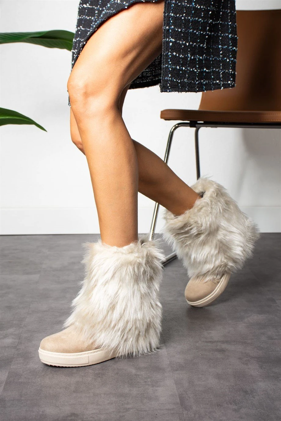 Modanizm Algos Krem Tüylü Bot