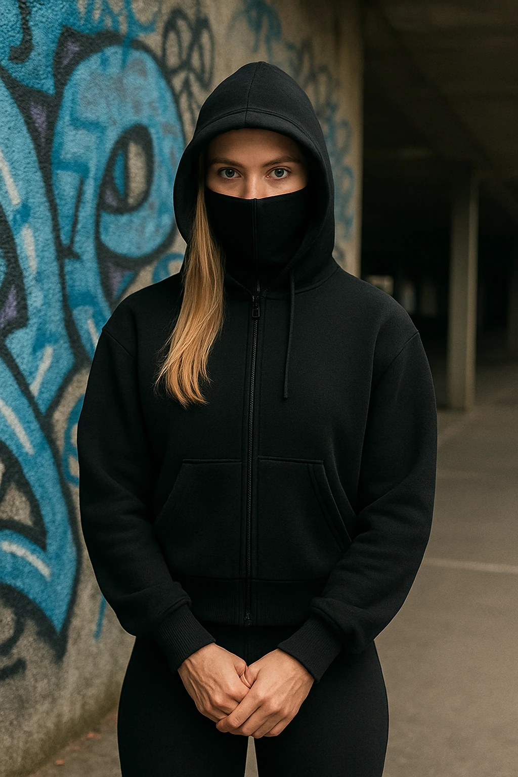 Maske Detaylı Ninja Unisex Hoodie