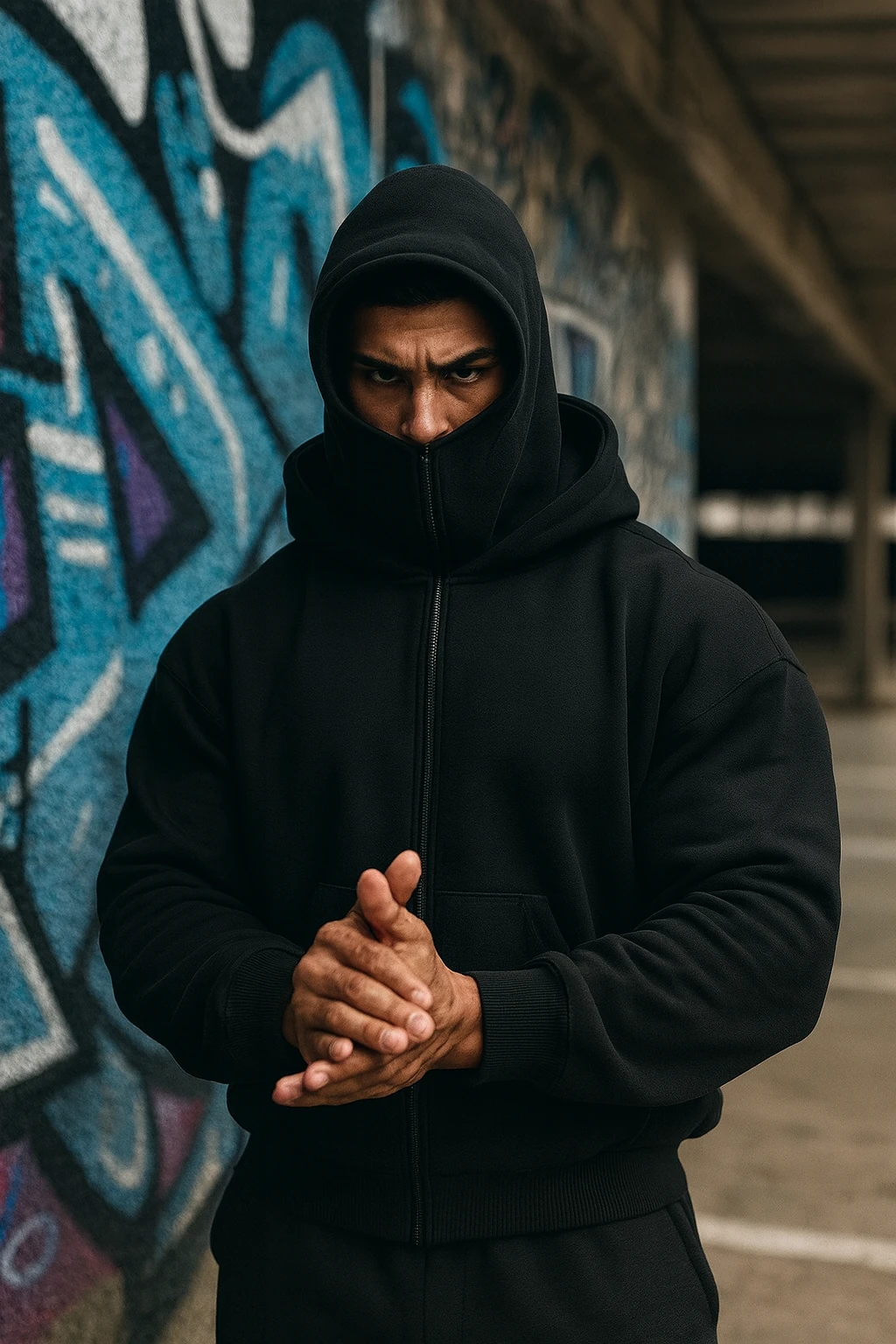 Maske Detaylı Ninja Unisex Hoodie