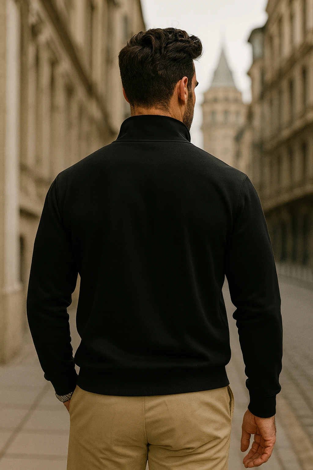 Basic Yarım Fermuarlı Unisex Sweatshirt