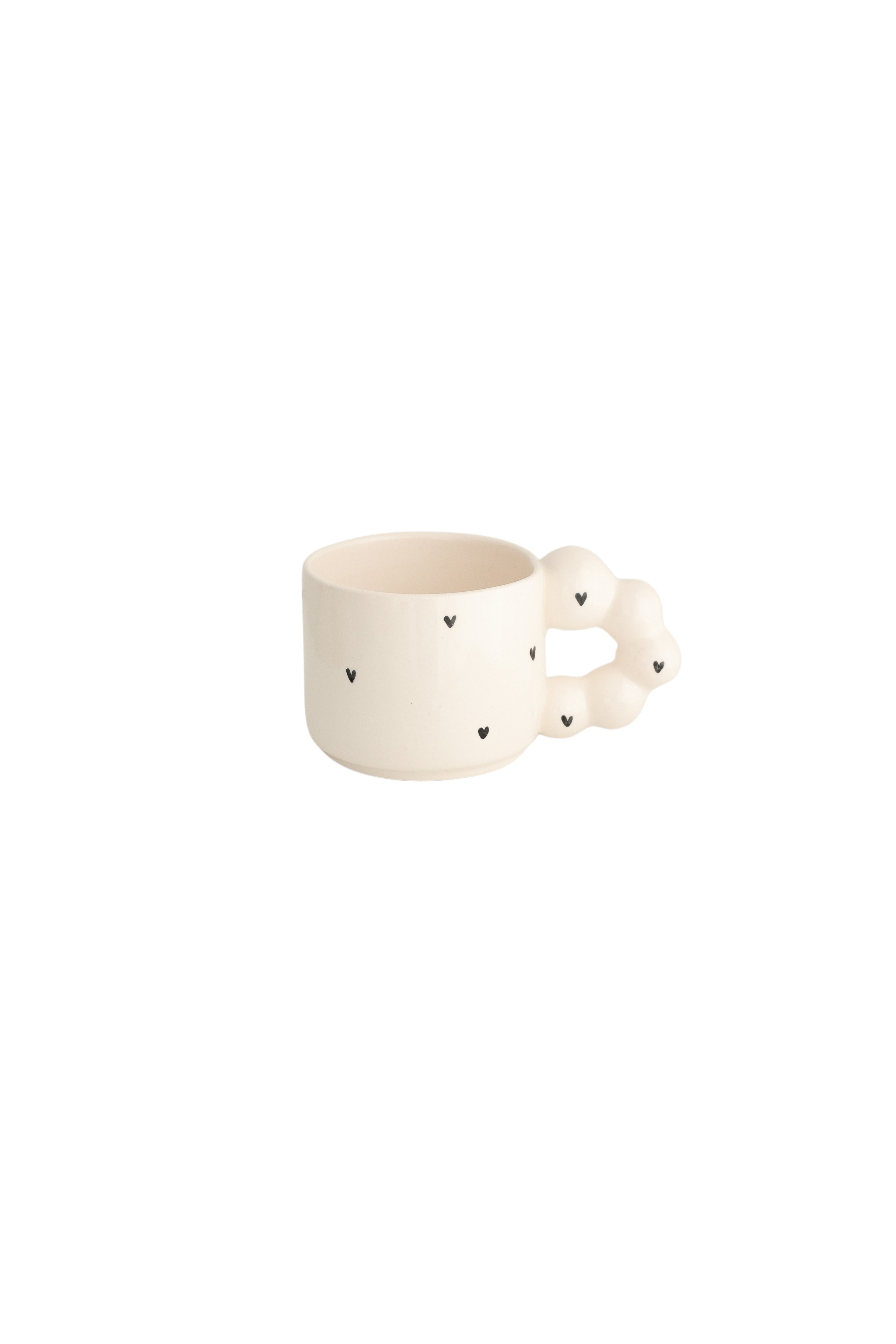 Bead Handle Mug - siyah minik kalpli