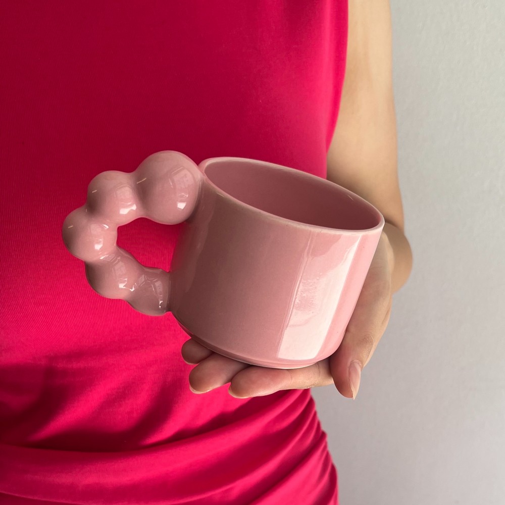 Pink Bead Handle Mug