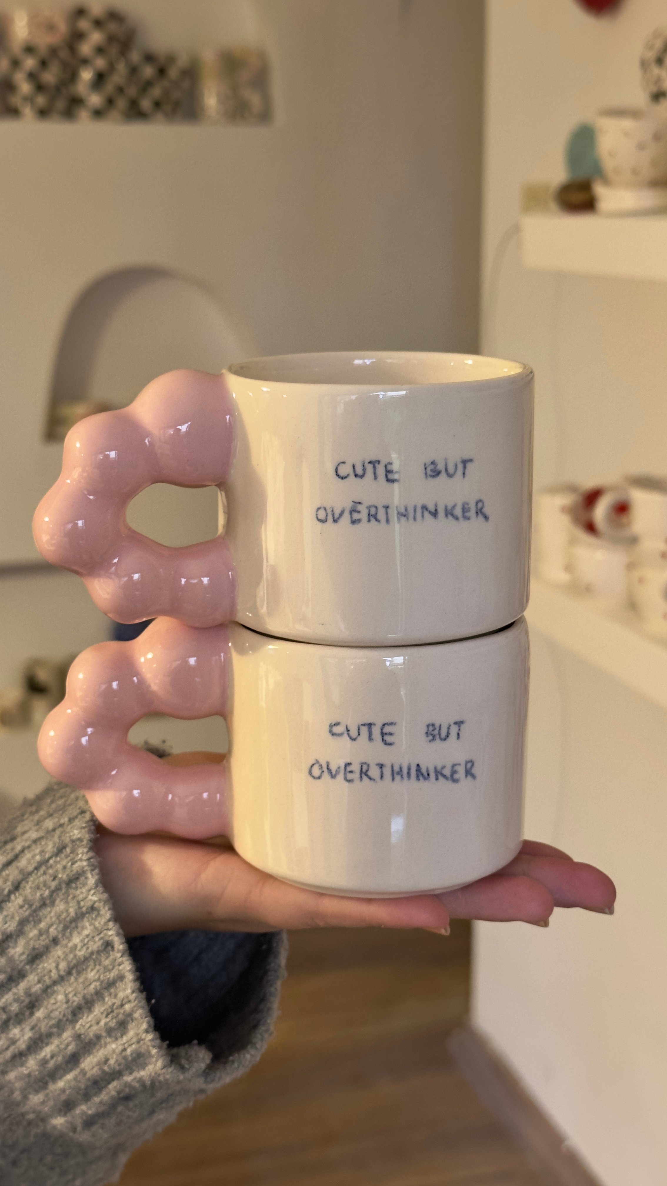 Cut But Overthinker Bead Handled Mug (Customizable)