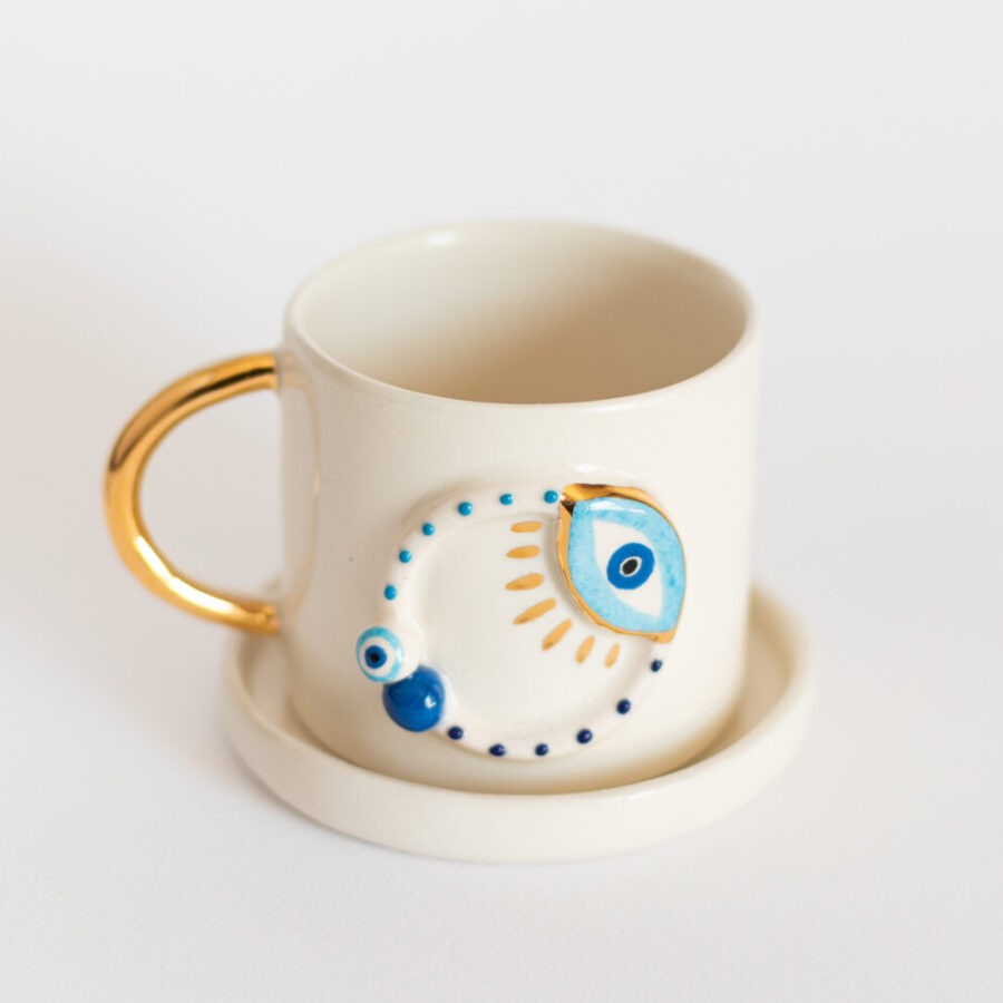 Ring Evil Eye Duble Turkish Coffee Cup 