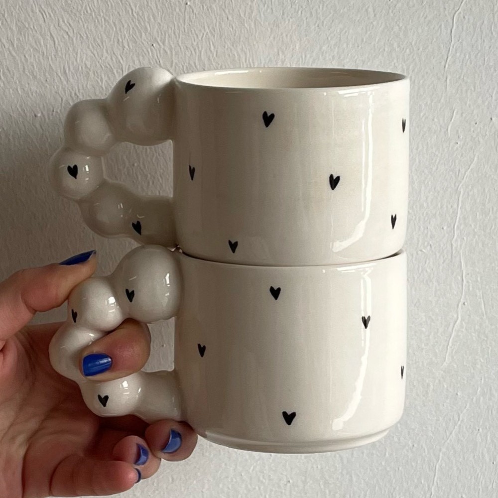 Black Tiny Hearts Mug