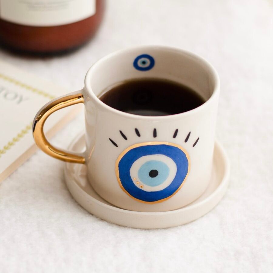 Blue Evil Eye Duble Turkish Coffee 