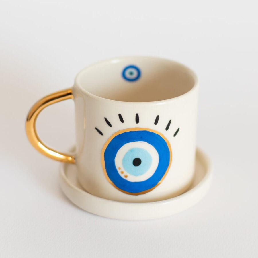 Blue Evil Eye Duble Turkish Coffee 