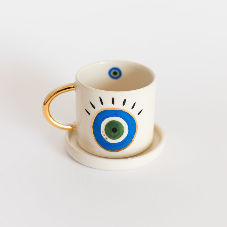 Green Evil Eye Duble Turkish Coffee 