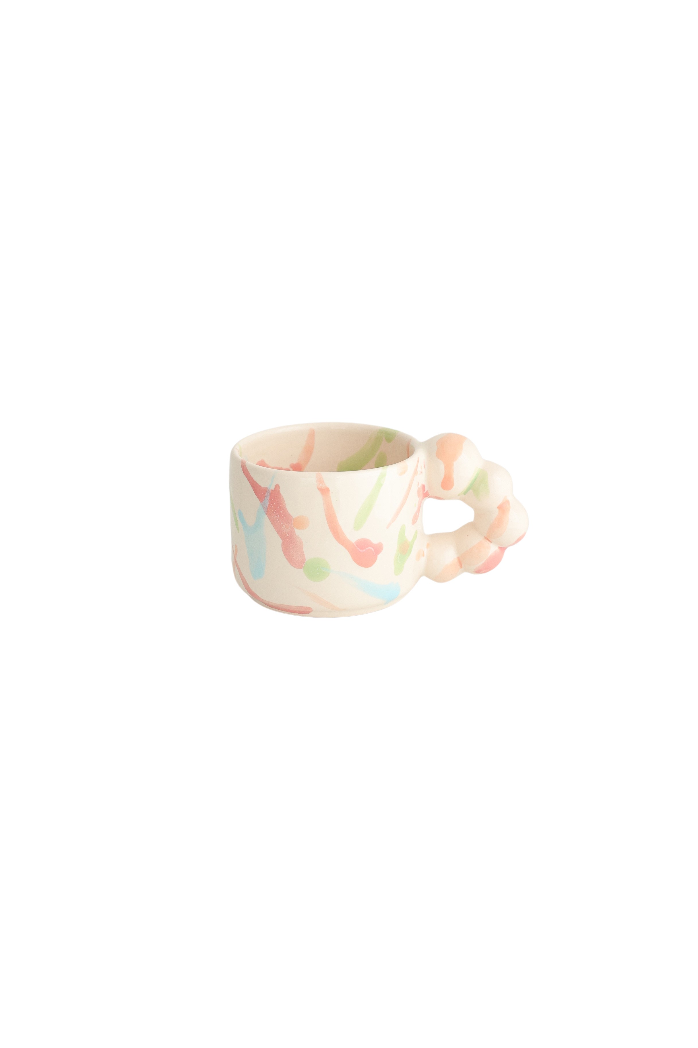 Bead Handle Mug - Renkli Fırça Geçişli Pastel Renkler