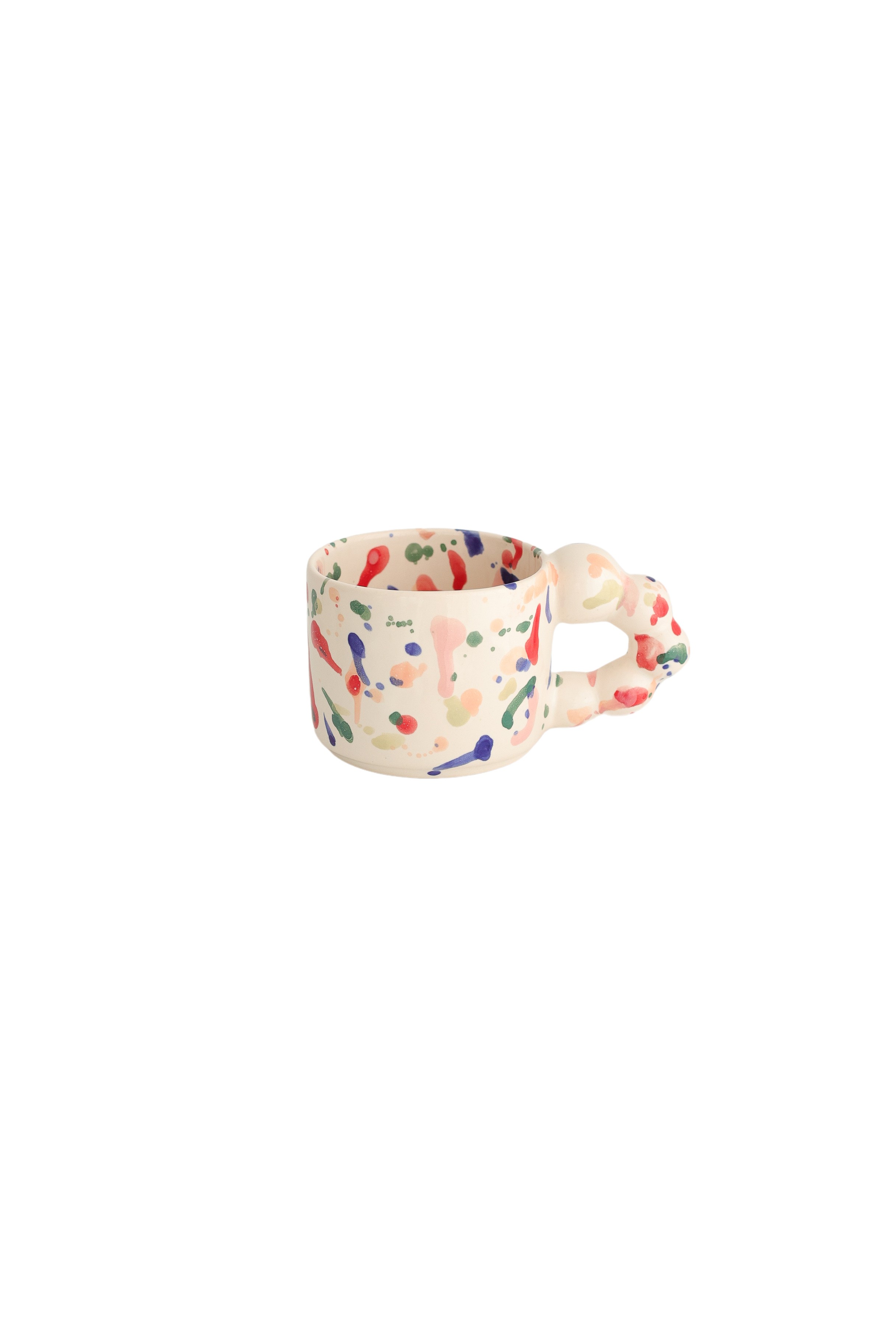 Bead Handle Mug - Renkli Fırça Geçişli Canlı Renkler