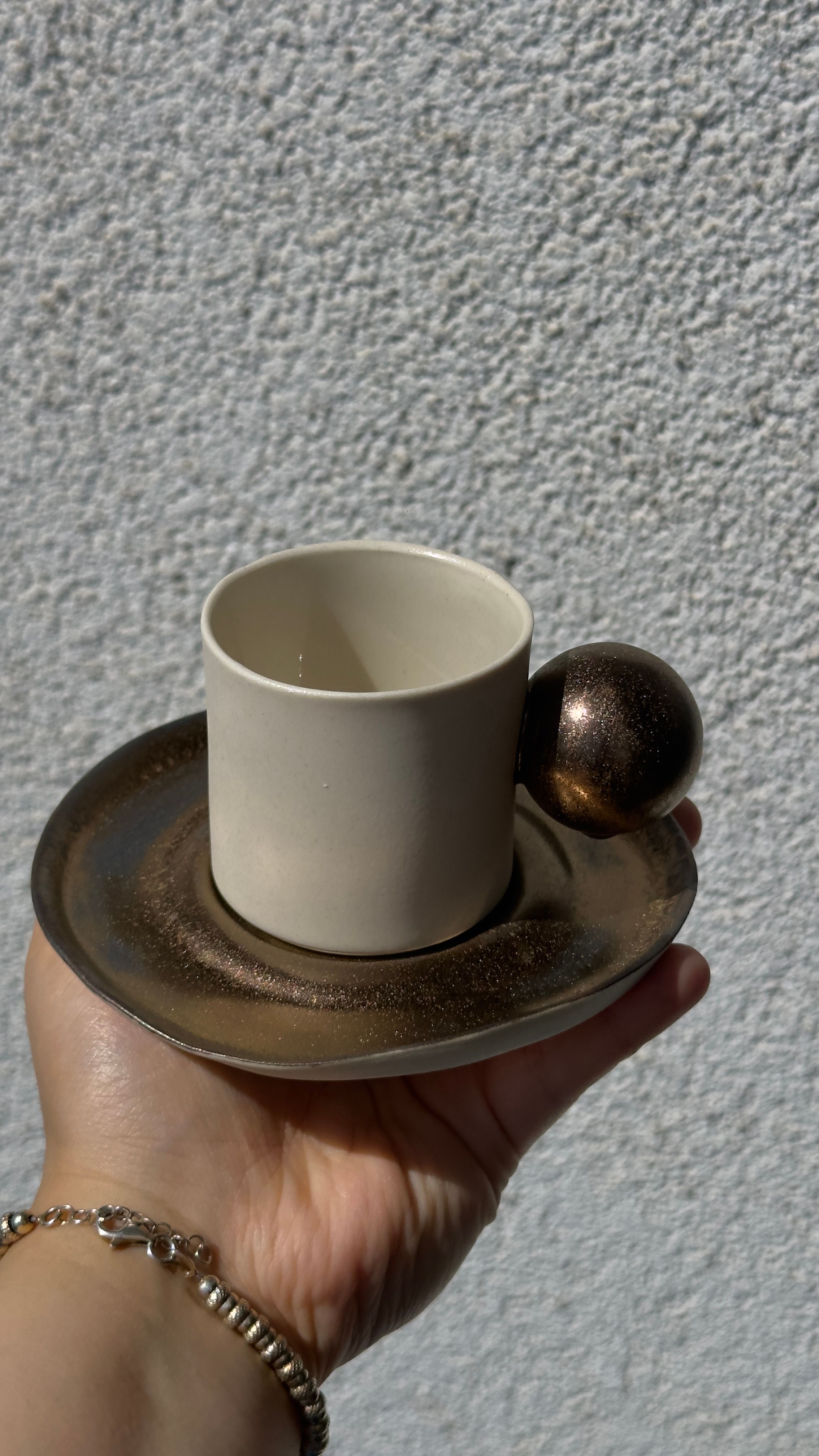 Stoneware Türk Kahvesi/ Espresso Fincanı Tabaklı Set