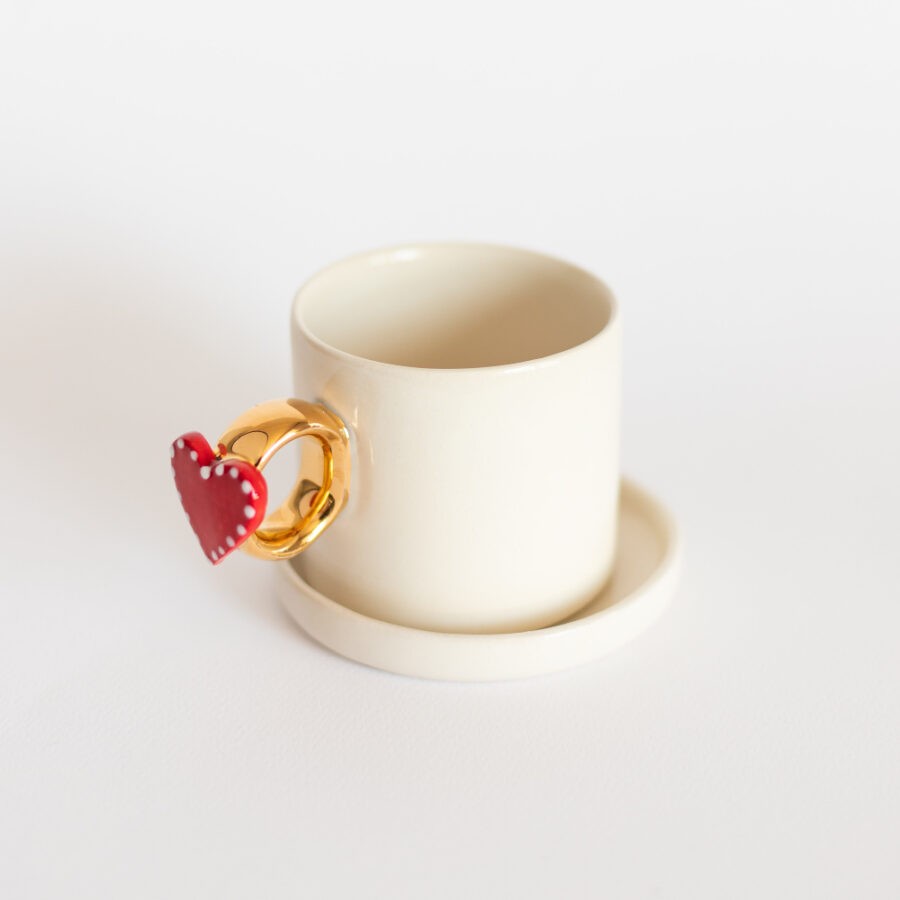 Ring Handle Love Duble Turkish Coffee Cup