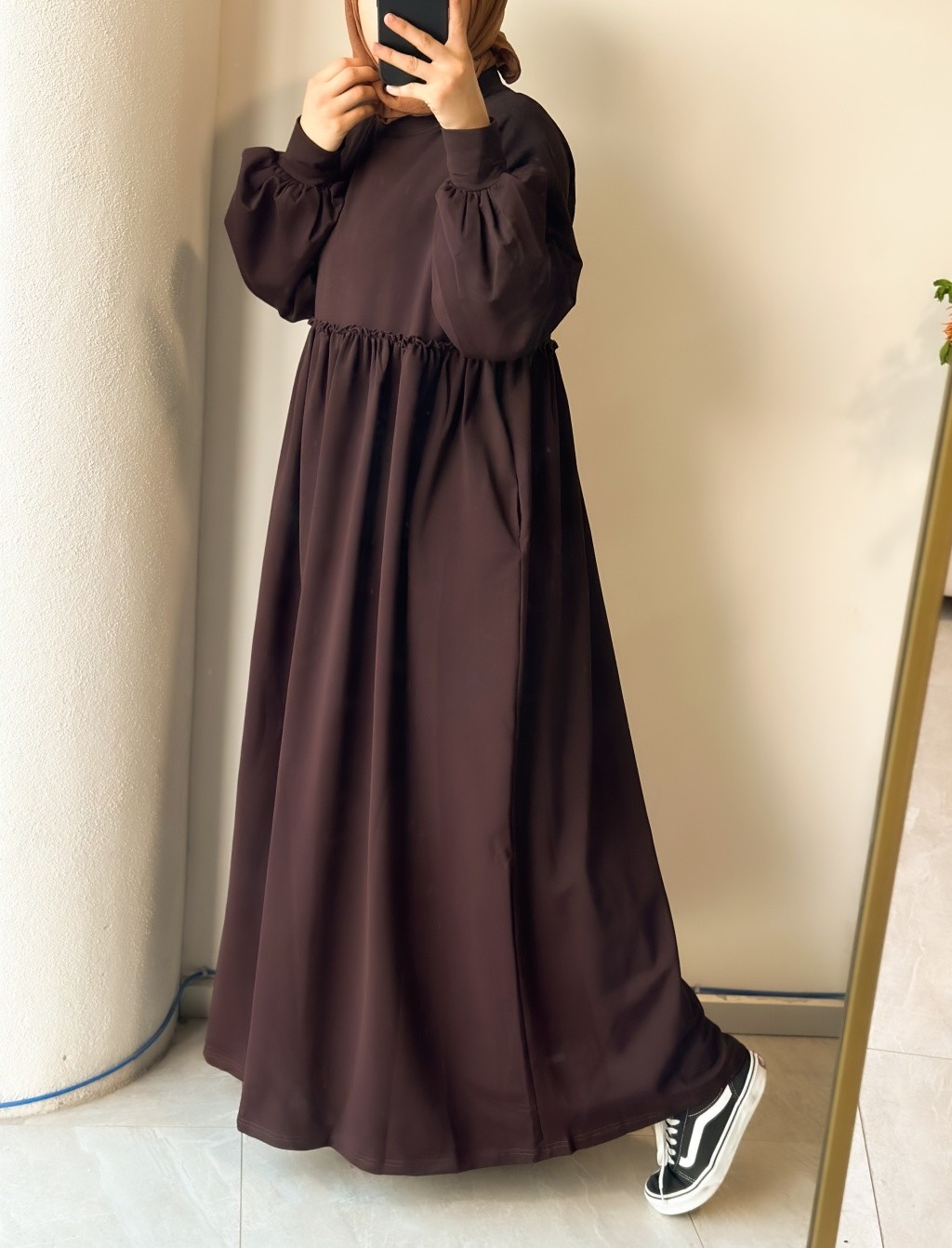 ROBALI SWEAT Elbise Koyu Kahverengi