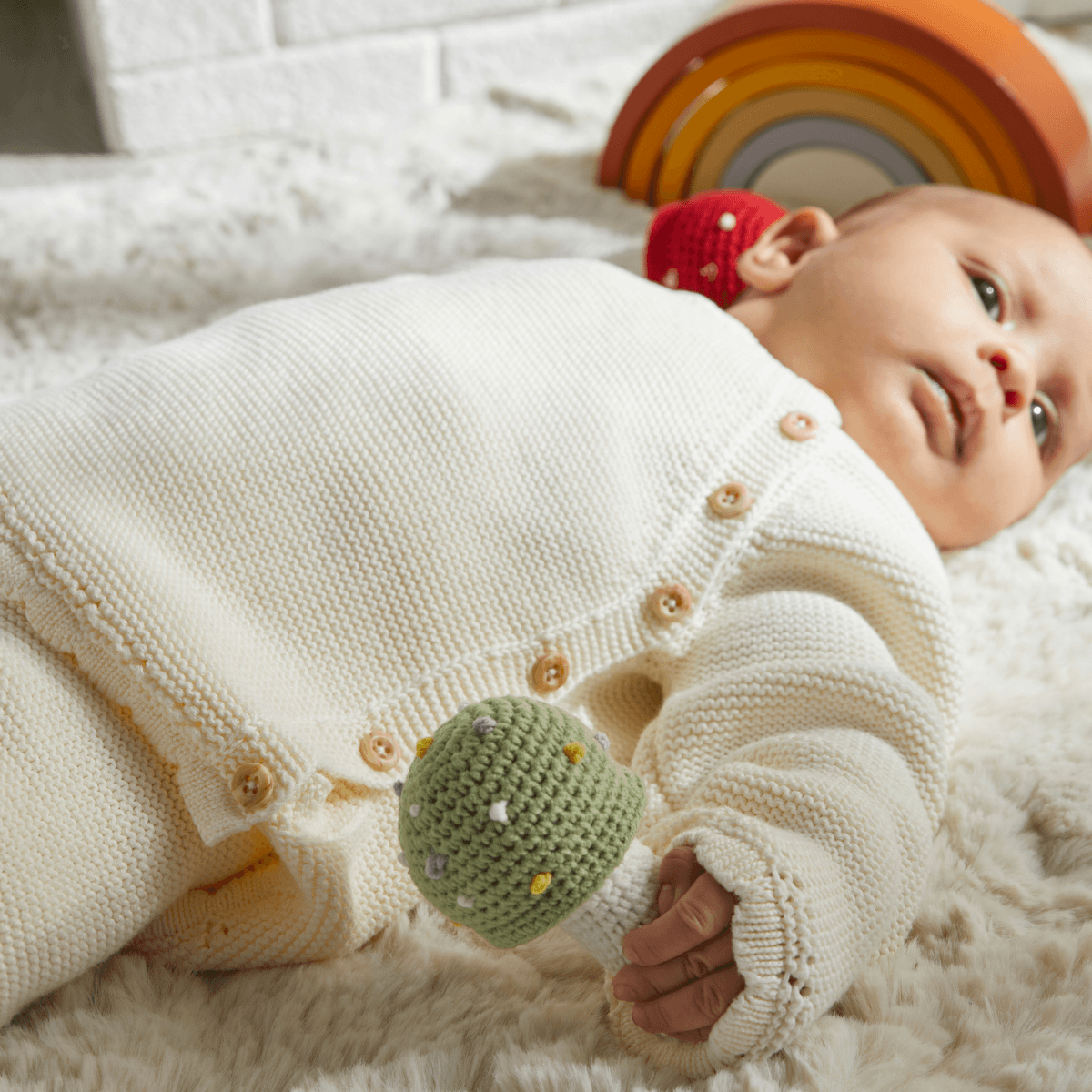 Doğal Bebek Örgü Amigurumi Mantar Eğlenceli Çıngırak