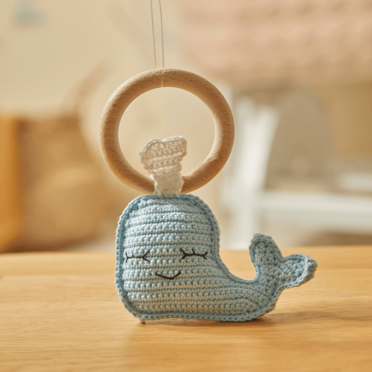 Doğal Bebek Örgü Amigurumi Diş Kaşıyıcı Yunus Mavi 9-12 Ay