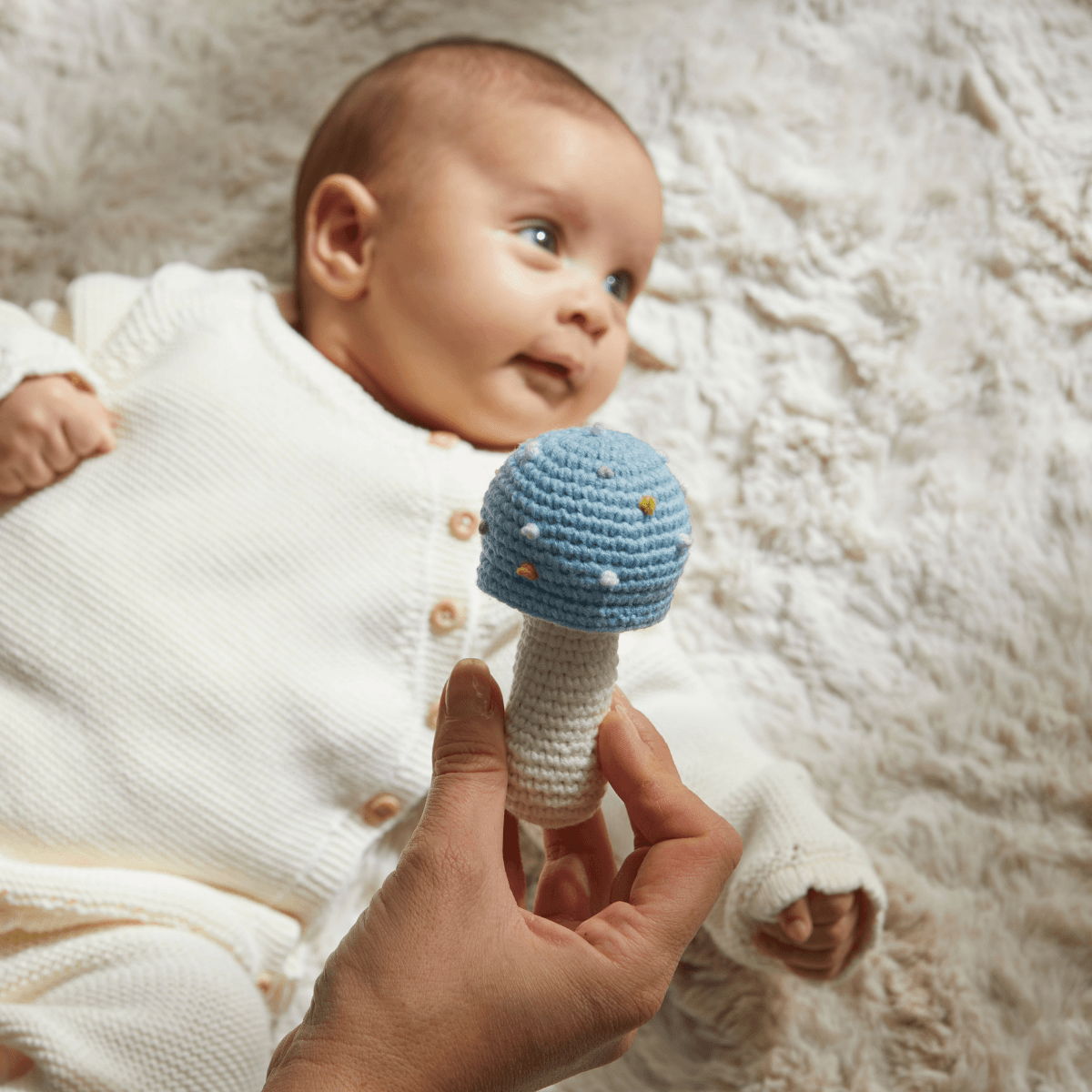 Doğal Bebek Örgü Amigurumi Mantar Eğlenceli Çıngırak