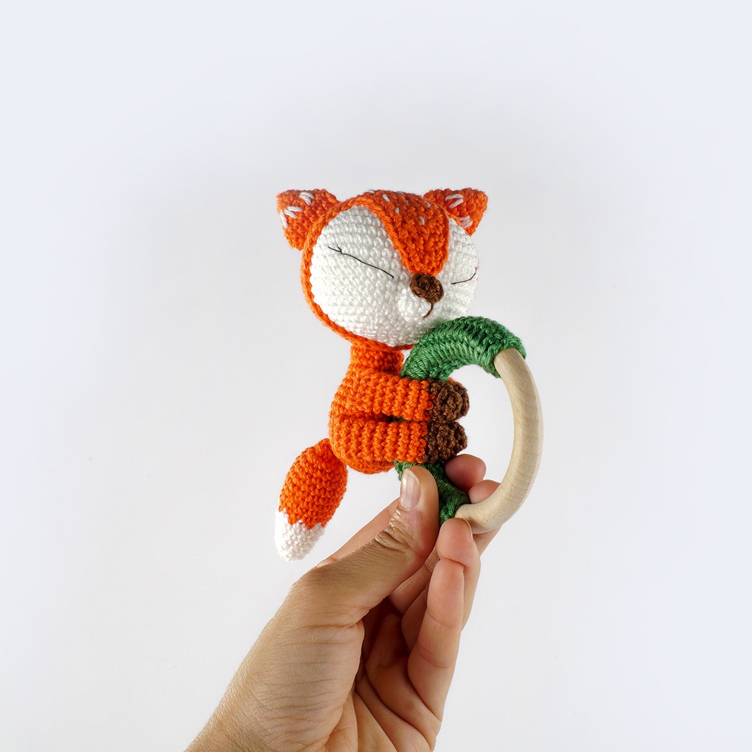 Yenidoğan Natural Bebek Amigurumi Hediyelik Set Kurnaz Tilki Diş Kaşıyıcı, Patik, Müslin