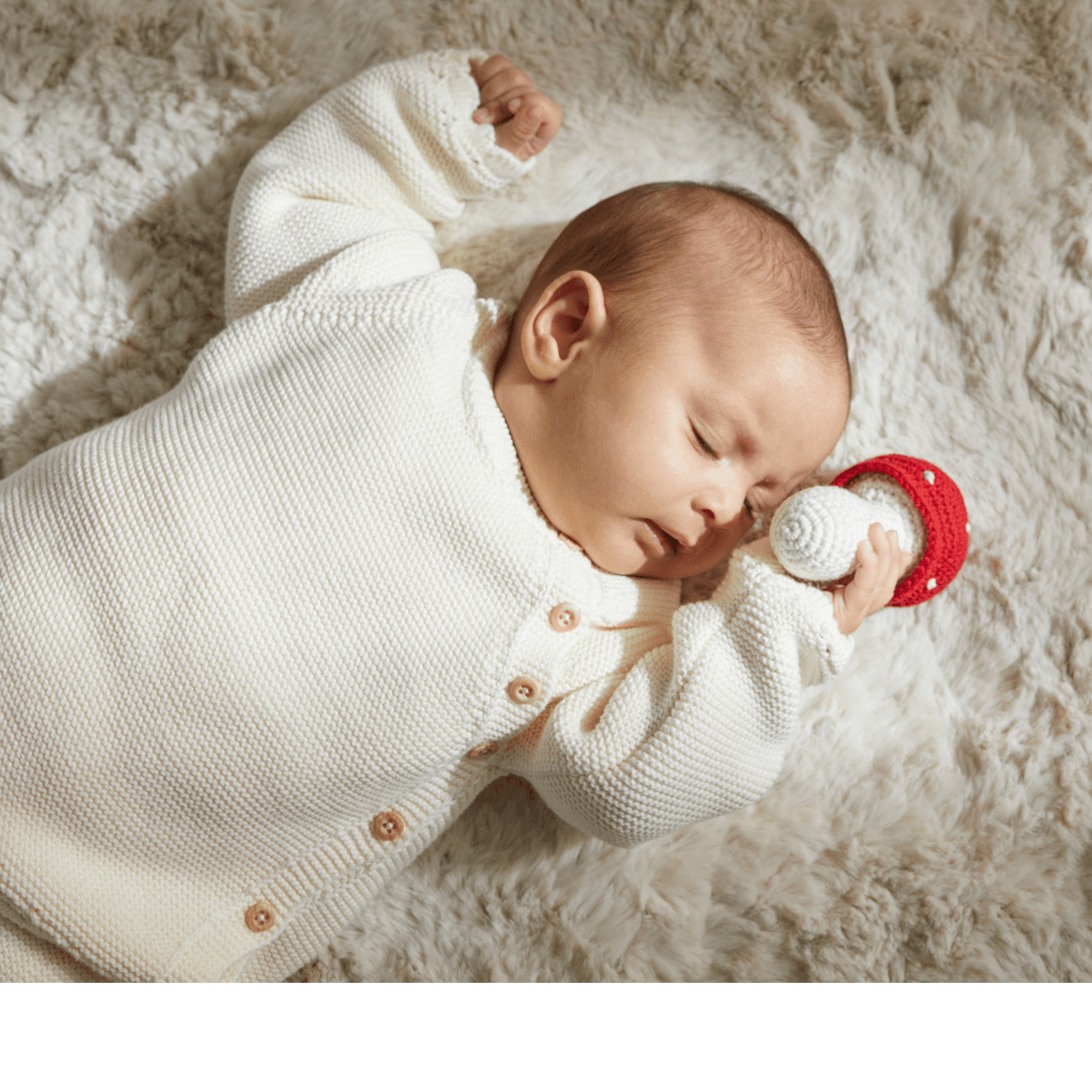 Doğal Bebek Örgü Amigurumi Mantar Eğlenceli Çıngırak