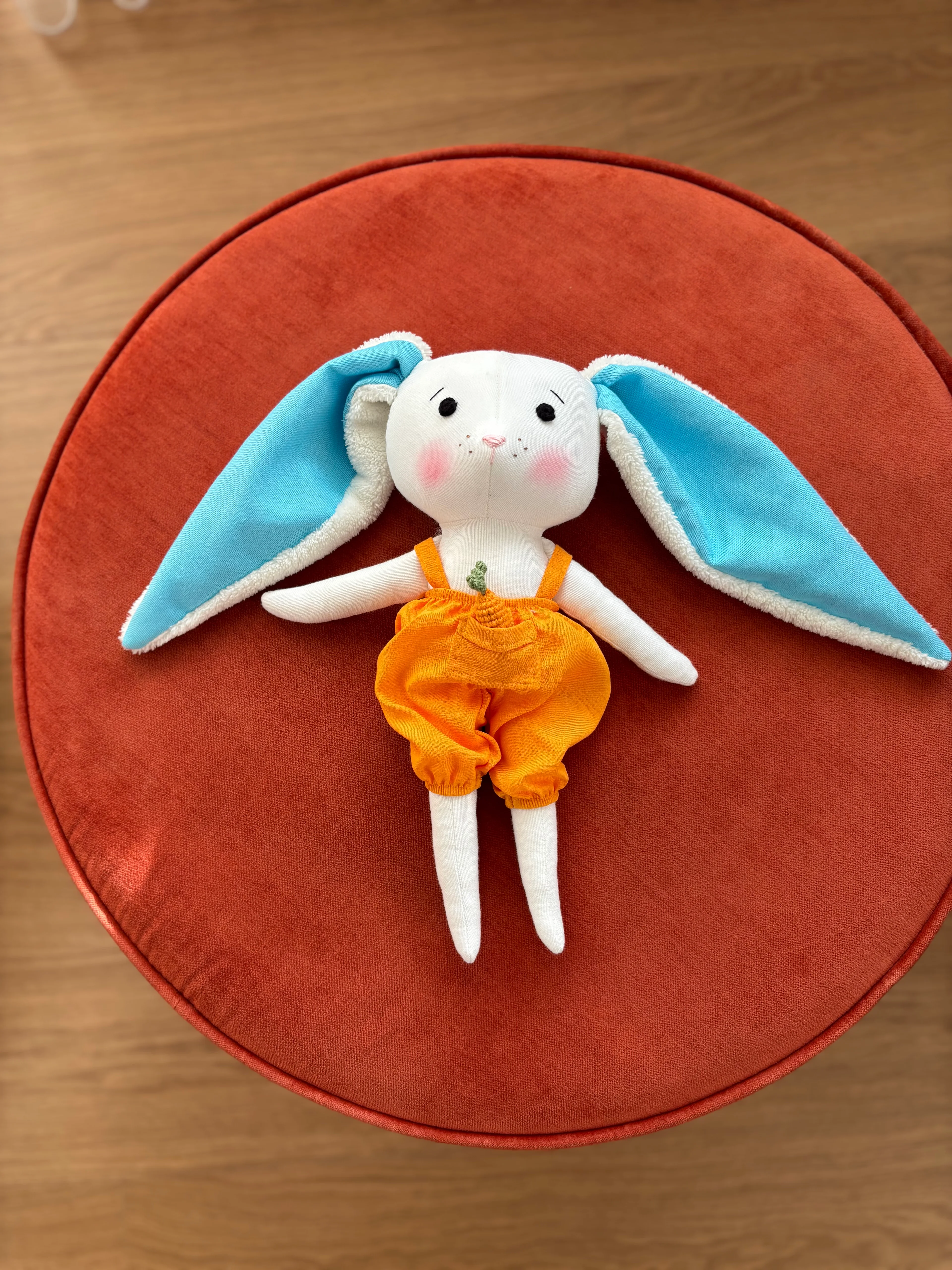 El Yapımı %100 Pamuk Bez Bebek Tavşan Tafi Hediye Kutulu