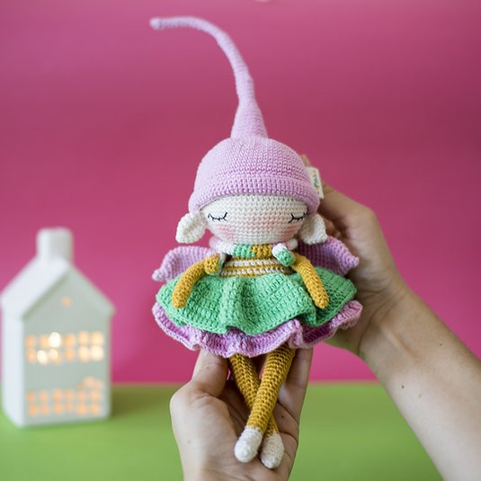 Amigurumi Örgü Bebek Çocuk Doğal Oyun Arkadaşı Oyuncak Flower Elf
