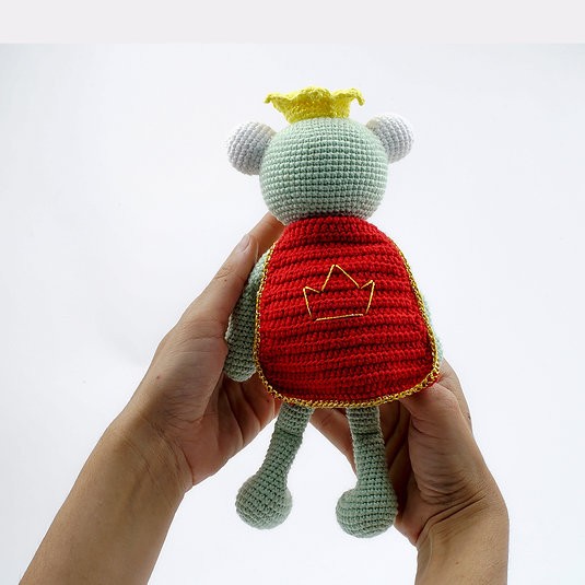 Amigurumi Örgü Bebek Çocuk Doğal Oyun Arkadaşı Oyuncak Kurbağa Prens