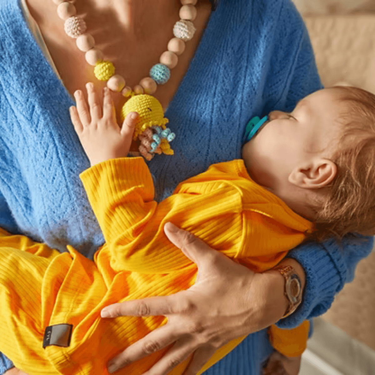 Bebek Anne Natural Örgü Anne Emzirme Kolyesi