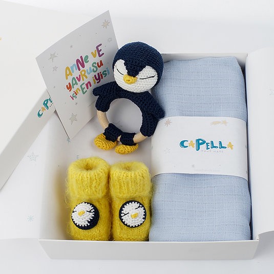 Yenidoğan Natural Bebek Amigurumi Hediyelik Set Sevimli Ayaklar Diş Kaşıyıcı, Patik, Müslin