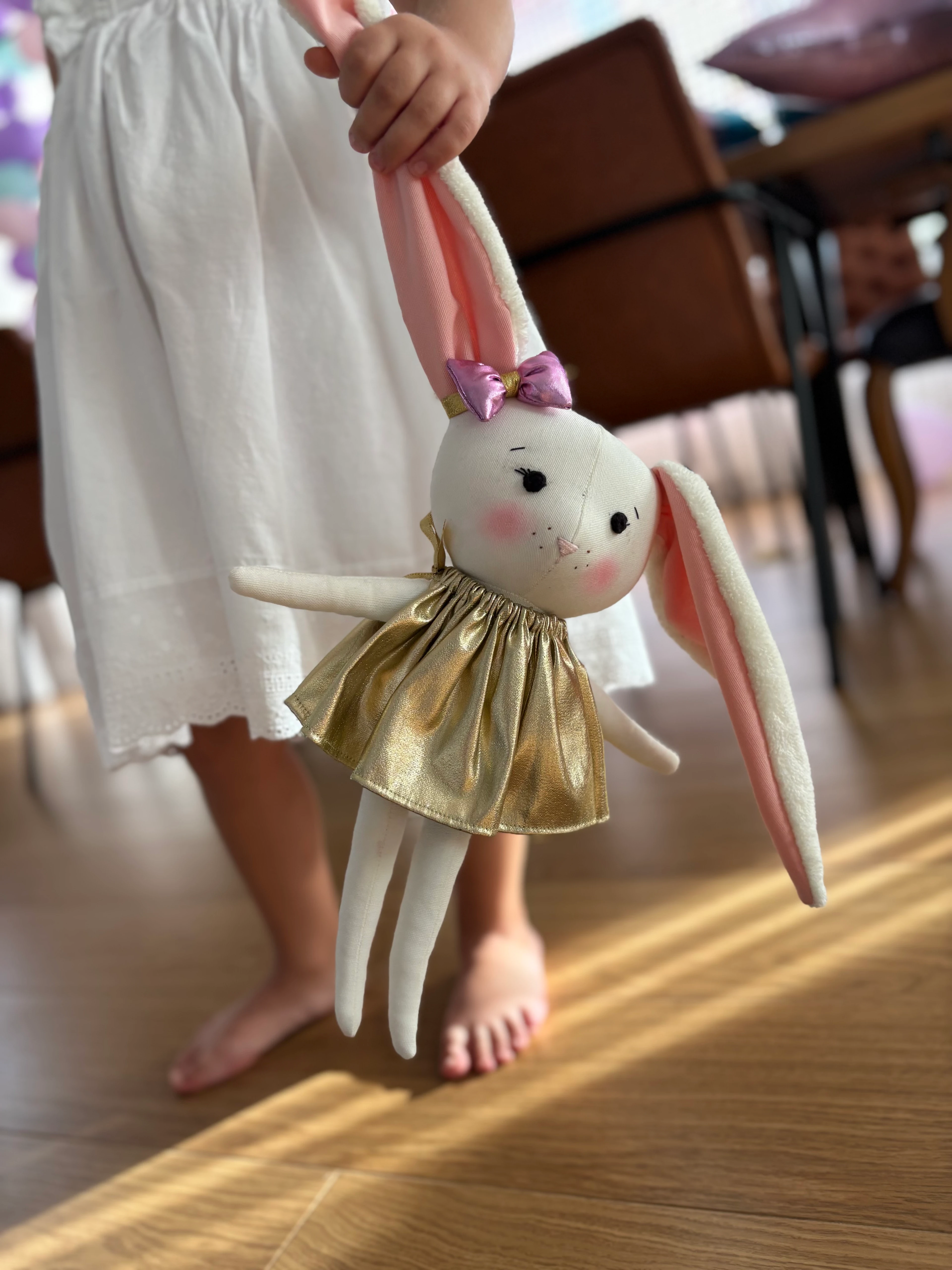 El Yapımı %100 Pamuk Bez Bebek Tavşan Tofi Hediye Kutulu