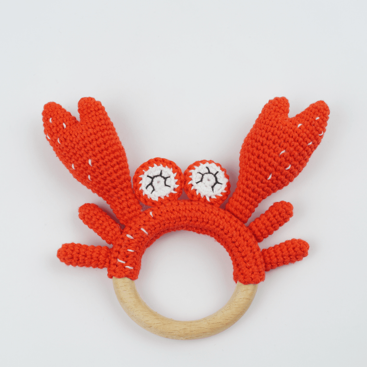 Yenidoğan Natural Bebek Amigurumi Hediyelik Set Şaşkın Yengeç Diş Kaşıyıcılı Uyku Arkadaşı, Patik ve Müslin Seti