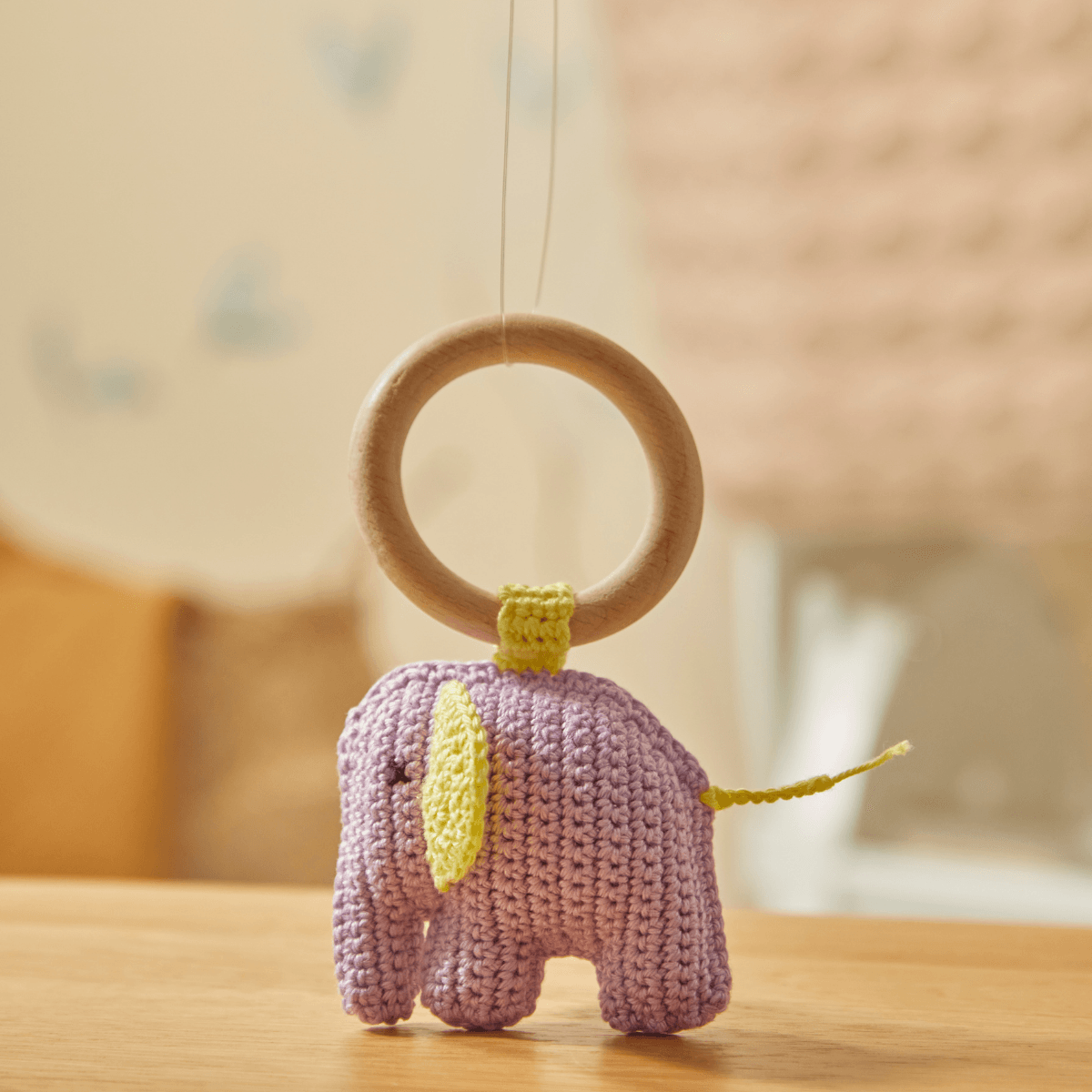 Doğal Bebek Örgü Amigurumi Diş Kaşıyıcı Fil Mor 9-12 Ay