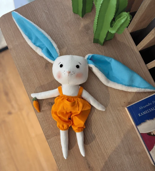 El Yapımı %100 Pamuk Bez Bebek Tavşan Tafi Hediye Kutulu