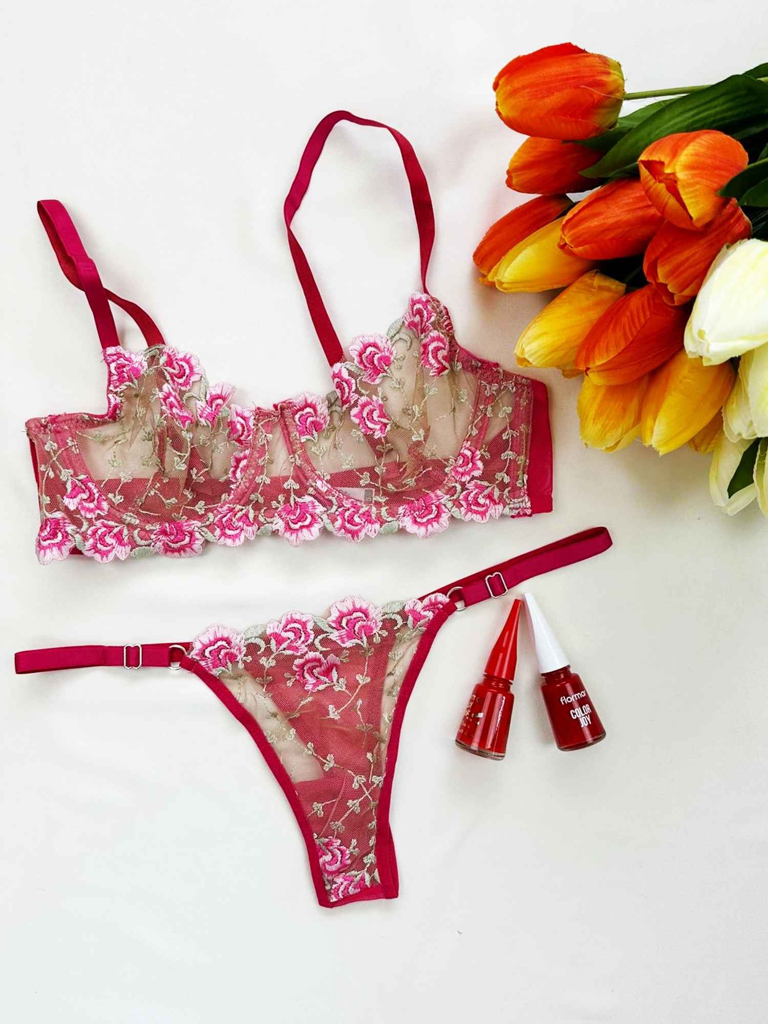 PEMBE KARANFİL BRA SET
