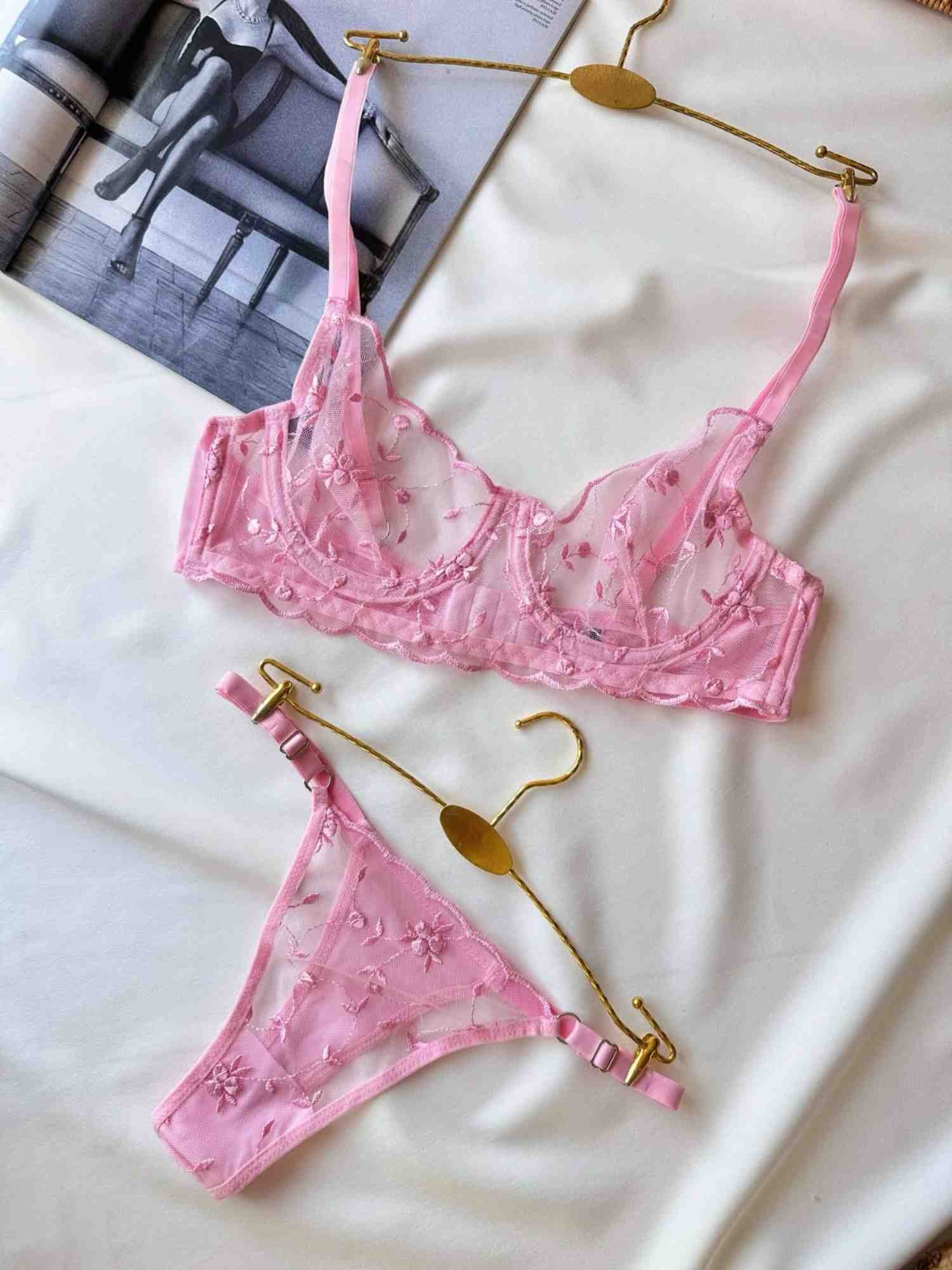 TOZ PEMBE BRA SET