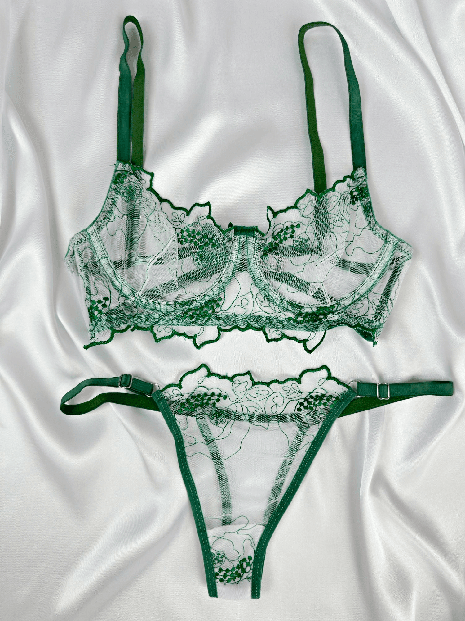 YEŞİL DANTELLİ BRA SET