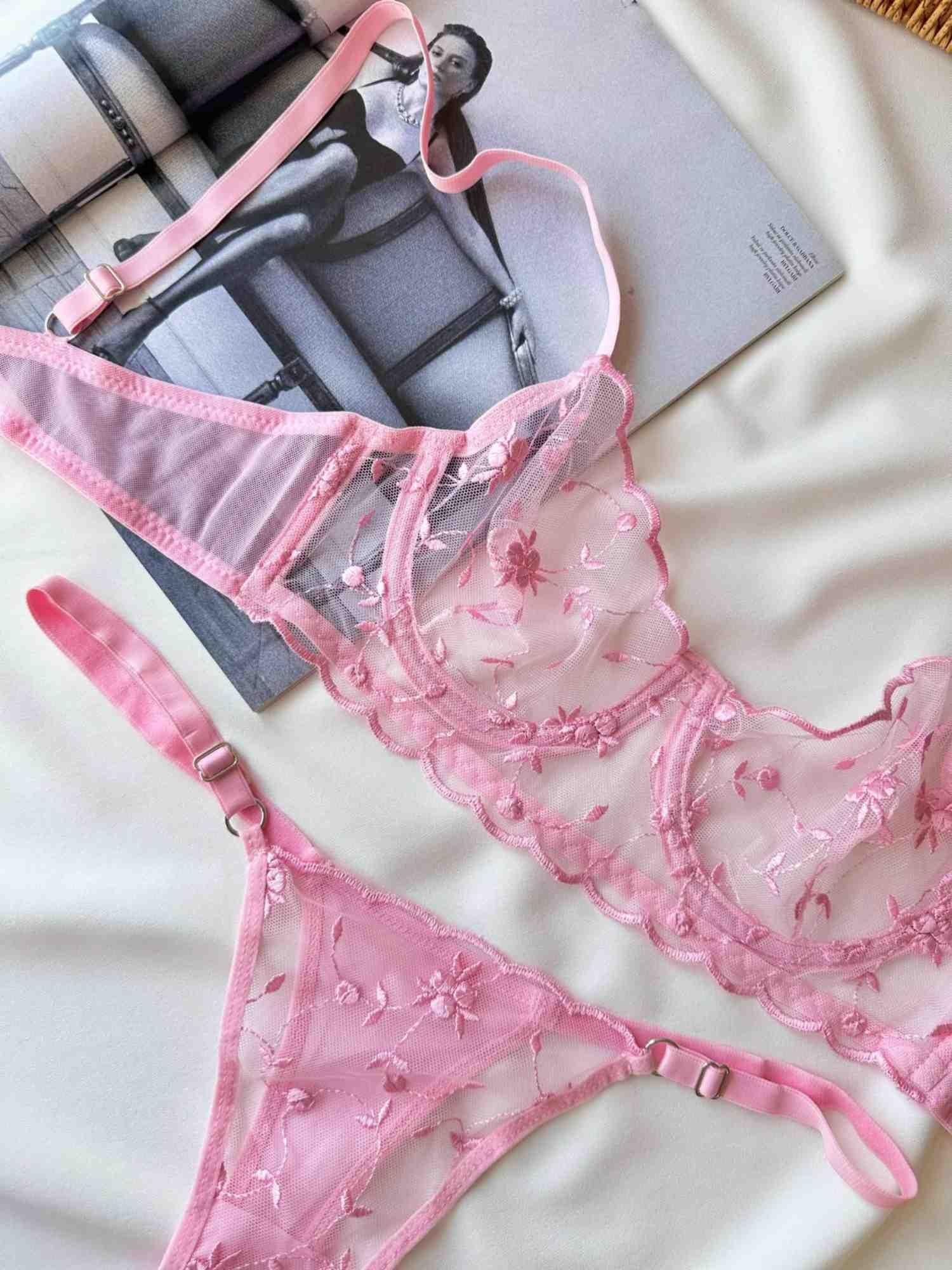 TOZ PEMBE BRA SET